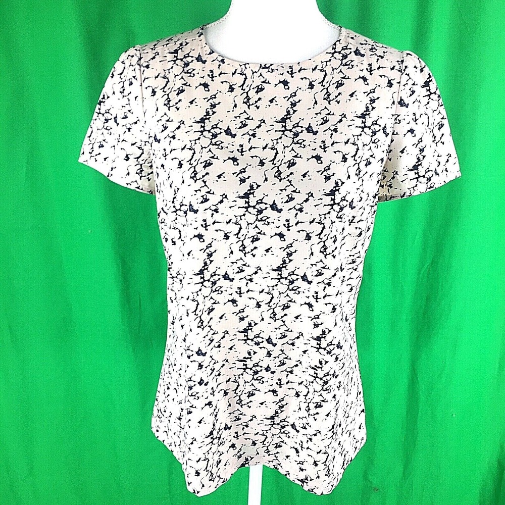 French Connection Womens Blouse Top Size 6‎ US Abstract Pattern Short Sleeve Euc